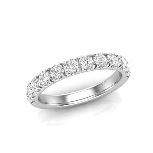 14K Gold Round Halfway Eternity 4 Prong Set Lab Grown Diamond Wedding Band Ring - Abtin & Company 
