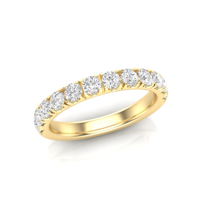 14K Gold Round Halfway Eternity 4 Prong Set Lab Grown Diamond Wedding Band Ring - Abtin & Company 