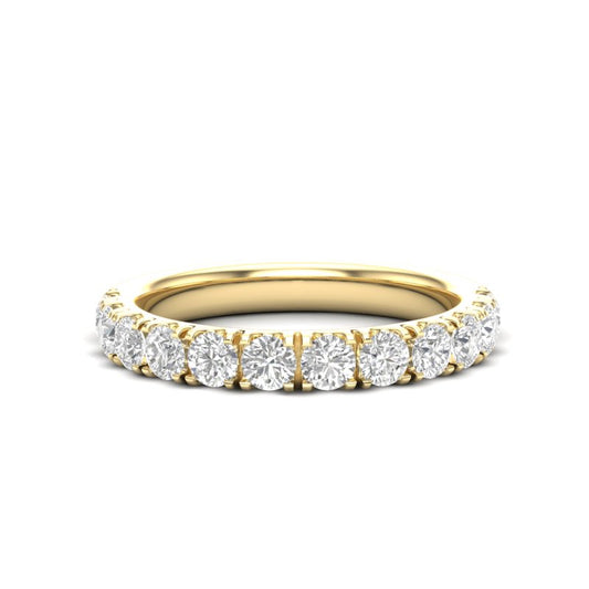 14K Gold Round Halfway Eternity 4 Prong Set Lab Grown Diamond Wedding Band Ring - Abtin & Company 