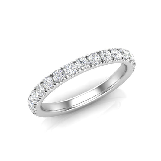 14K Gold Round Halfway Eternity 4 Prong Set Lab Grown Diamond Wedding Band Ring - Abtin & Company 
