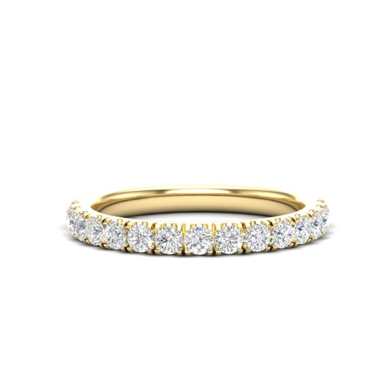 14K Gold Round Halfway Eternity 4 Prong Set Lab Grown Diamond Wedding Band Ring - Abtin & Company 