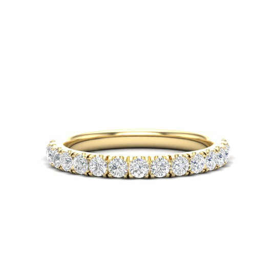 14K Gold Round Halfway Eternity 4 Prong Set Lab Grown Diamond Wedding Band Ring - Abtin & Company 