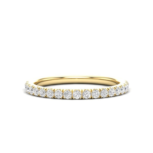 14K Gold Round Halfway Eternity 4 Prong Set Lab Grown Diamond Wedding Band Ring - Abtin & Company 