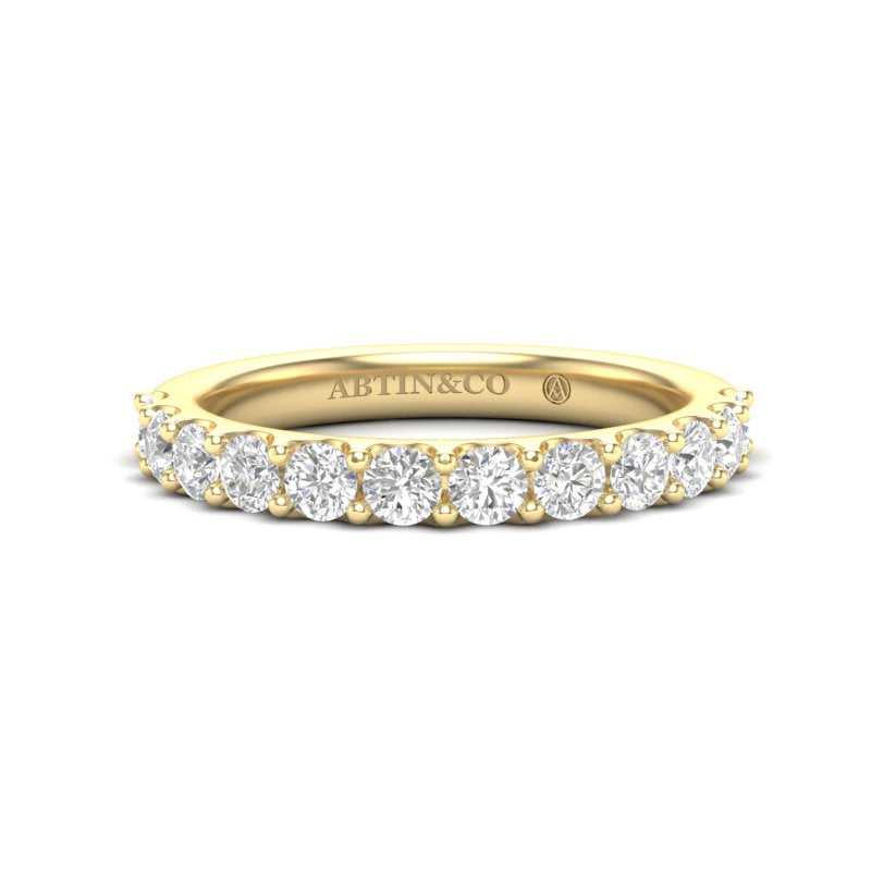 14K Gold Round Halfway Eternity Modern U Pave Set Lab Grown Diamond Wedding Band Ring - Abtin & Company 