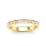 14K Gold Round Halfway Eternity Milgrain Chanel Pre Set Lab Grown Diamond Wedding Band Ring - Abtin & Company 