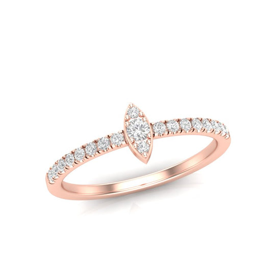 14K Gold Marquise Shape Design Diamond Stacking Band - Abtin & Company 