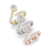 14K Gold Oval Diamond Open Bypass Fashion Ring - Abtin & Company 