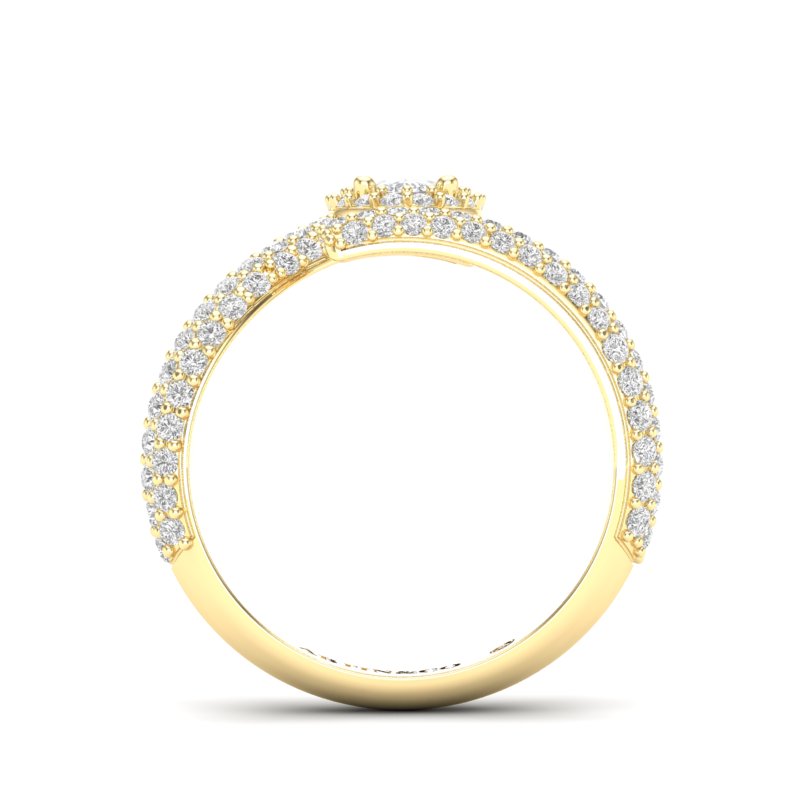 14K Gold Oval Diamond Open Bypass Fashion Ring - Abtin & Company 