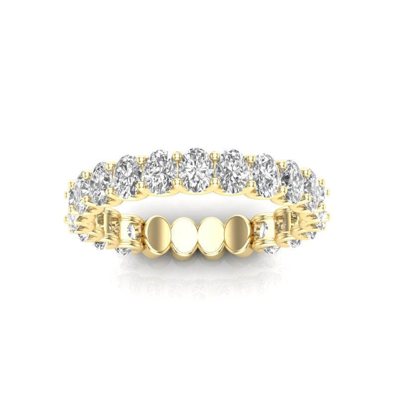 14K Gold Oval Cut Three Quarter Way Eternity U Prong Set Lab Grown Diamond Wedding Band Ring - Abtin & Company 