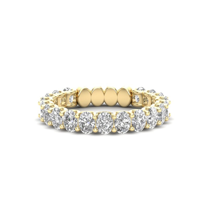 14K Gold Oval Cut Three Quarter Way Eternity U Prong Set Lab Grown Diamond Wedding Band Ring - Abtin & Company 