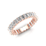 14K Gold Emerald Cut Three Quarter Way Eternity Prong Set Lab Grown Diamond Wedding Band Ring - Abtin & Company 