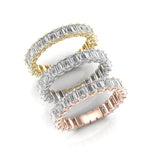 14K Gold Emerald Cut Three Quarter Way Eternity Prong Set Lab Grown Diamond Wedding Band Ring - Abtin & Company 