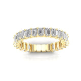 14K Gold Emerald Cut Three Quarter Way Eternity Prong Set Lab Grown Diamond Wedding Band Ring - Abtin & Company 