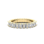 14K Gold Emerald Cut Halfway Eternity Prong Set Lab Grown Diamond Wedding Band Ring - Abtin & Company 