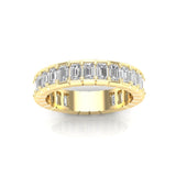 14K Gold Emerald Cut Three Quarter Way Eternity Half Bezel Set Lab Grown Diamond Wedding Band Ring - Abtin & Company 