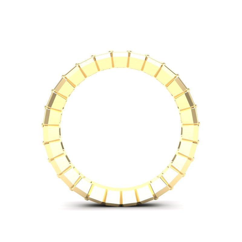 14K Gold Emerald Cut Three Quarter Way Eternity Half Bezel Set Lab Grown Diamond Wedding Band Ring - Abtin & Company 
