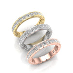 14K Gold Ascher Cut Three Quarter Way Eternity Half Bezel Set Lab Grown Diamond Wedding Band Ring - Abtin & Company 