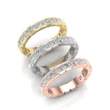 14K Gold Ascher Cut Three Quarter Way Eternity Half Bezel Set Lab Grown Diamond Wedding Band Ring - Abtin & Company 
