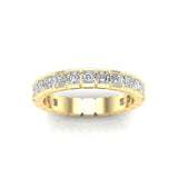 14K Gold Ascher Cut Three Quarter Way Eternity Half Bezel Set Lab Grown Diamond Wedding Band Ring - Abtin & Company 