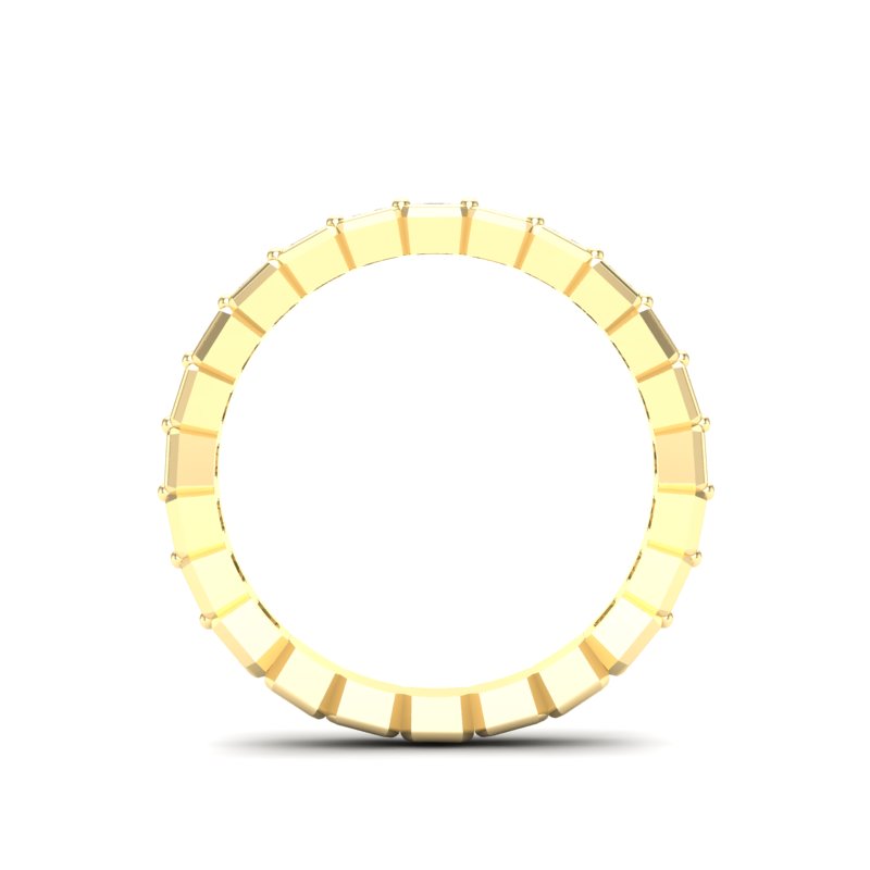 14K Gold Ascher Cut Three Quarter Way Eternity Half Bezel Set Lab Grown Diamond Wedding Band Ring - Abtin & Company 