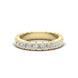 14K Gold Ascher Cut Halfway Eternity Half Bezel Set Lab Grown Diamond Wedding Band Ring - Abtin & Company 