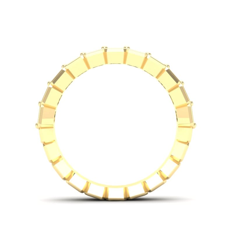 14K Gold Ascher Cut Halfway Eternity Half Bezel Set Lab Grown Diamond Wedding Band Ring - Abtin & Company 