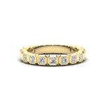 14K Gold Ascher Cut Three Quarter Way Eternity Bezel Set Lab Grown Diamond Wedding Band Ring - Abtin & Company 