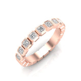14K Gold Ascher Cut Halfway Eternity Bezel Set Lab Grown Diamond Wedding Band Ring - Abtin & Company 