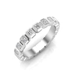 14K Gold Ascher Cut Halfway Eternity Bezel Set Lab Grown Diamond Wedding Band Ring - Abtin & Company 