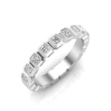 14K Gold Ascher Cut Halfway Eternity Bezel Set Lab Grown Diamond Wedding Band Ring - Abtin & Company 
