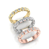 14K Gold Ascher Cut Halfway Eternity Bezel Set Lab Grown Diamond Wedding Band Ring - Abtin & Company 