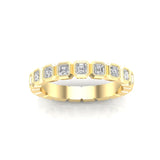 14K Gold Ascher Cut Halfway Eternity Bezel Set Lab Grown Diamond Wedding Band Ring - Abtin & Company 