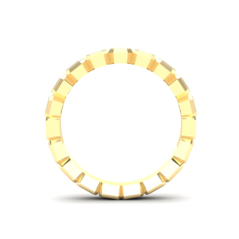 14K Gold Ascher Cut Halfway Eternity Bezel Set Lab Grown Diamond Wedding Band Ring - Abtin & Company 
