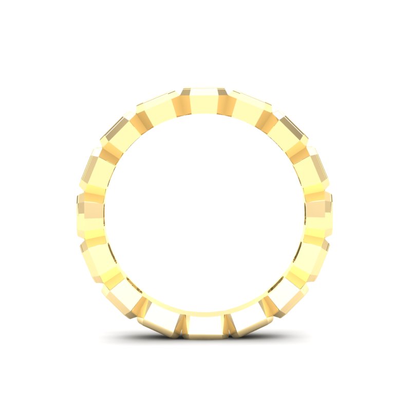 14K Gold Ascher Cut Three Quarter Way Eternity Bezel Set Lab Grown Diamond Wedding Band Ring - Abtin & Company 