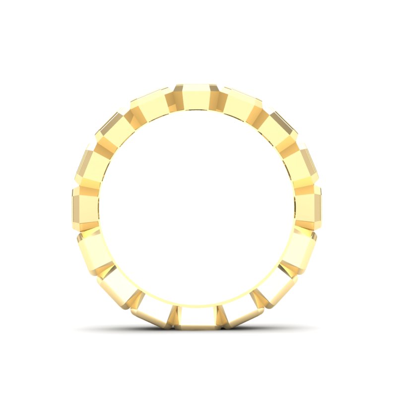 14K Gold Ascher Cut Halfway Eternity Bezel Set Lab Grown Diamond Wedding Band Ring - Abtin & Company 