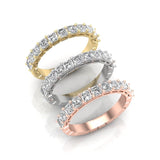 14K Gold Ascher Cut Halfway Eternity Prong Set Lab Grown Diamond Wedding Band Ring - Abtin & Company 
