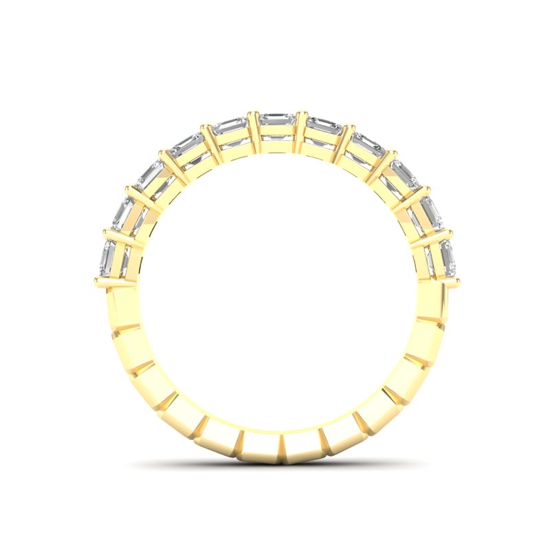 14K Gold Ascher Cut Halfway Eternity Prong Set Lab Grown Diamond Wedding Band Ring - Abtin & Company 