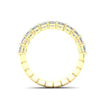 14K Gold Ascher Cut Halfway Eternity Prong Set Lab Grown Diamond Wedding Band Ring - Abtin & Company 