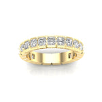 14K Gold Ascher Cut Three Quarter Way Eternity Half Bezel Set Lab Grown Diamond Wedding Band Ring - Abtin & Company 