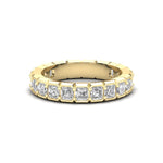 14K Gold Ascher Cut Three Quarter Way Eternity Half Bezel Set Lab Grown Diamond Wedding Band Ring - Abtin & Company 