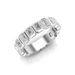 14K Gold Emerald Cut Three Quarter Way Vertical Eternity Bezel Set Lab Grown Diamond Wedding Band Ring - Abtin & Company 