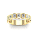 14K Gold Emerald Cut Three Quarter Way Vertical Eternity Bezel Set Lab Grown Diamond Wedding Band Ring - Abtin & Company 
