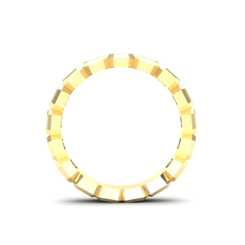 14K Gold Emerald Cut Three Quarter Way Vertical Eternity Bezel Set Lab Grown Diamond Wedding Band Ring - Abtin & Company 