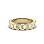 14K Gold Emerald Cut Three Quarter Way Vertical Eternity Bezel Set Lab Grown Diamond Wedding Band Ring - Abtin & Company 