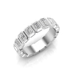 14K Gold Emerald Cut Halfway Vertical Eternity Bezel Set Lab Grown Diamond Wedding Band Ring - Abtin & Company 