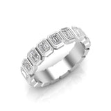 14K Gold Emerald Cut Halfway Vertical Eternity Bezel Set Lab Grown Diamond Wedding Band Ring - Abtin & Company 