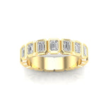 14K Gold Emerald Cut Halfway Vertical Eternity Bezel Set Lab Grown Diamond Wedding Band Ring - Abtin & Company 