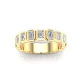 14K Gold Emerald Cut Halfway Vertical Eternity Bezel Set Lab Grown Diamond Wedding Band Ring - Abtin & Company 
