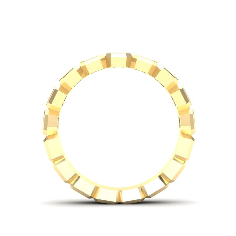 14K Gold Emerald Cut Halfway Vertical Eternity Bezel Set Lab Grown Diamond Wedding Band Ring - Abtin & Company 