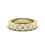 14K Gold Emerald Cut Halfway Vertical Eternity Bezel Set Lab Grown Diamond Wedding Band Ring - Abtin & Company 